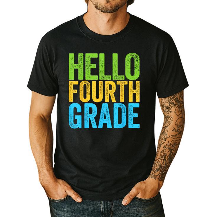 Hello Fourth Grade Shirt 4th Grade Boy Girl Student Teacher Men's Casual T-Shirt