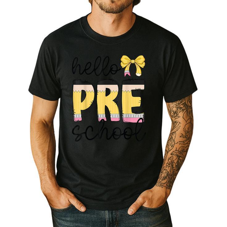 Hello Pre-K Preschool Back To School First Day Teacher Kids Men's Casual T-Shirt Hello Pre-K Preschool Back To School First Day Teacher Kids Men's Casual T-Shirt