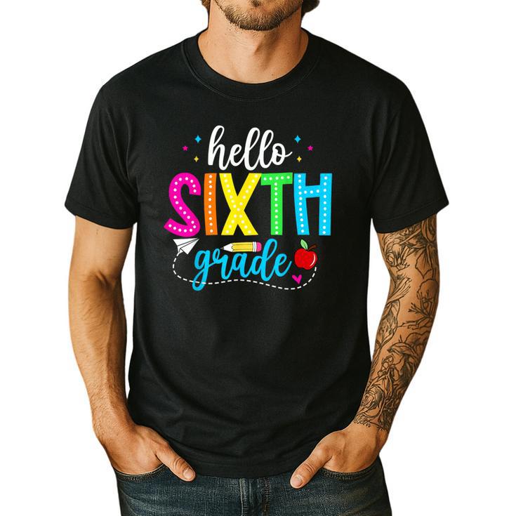 Hello Sixth Grade Cute Back To School 6th Grade Teacher Kids Men's Casual T-Shirt