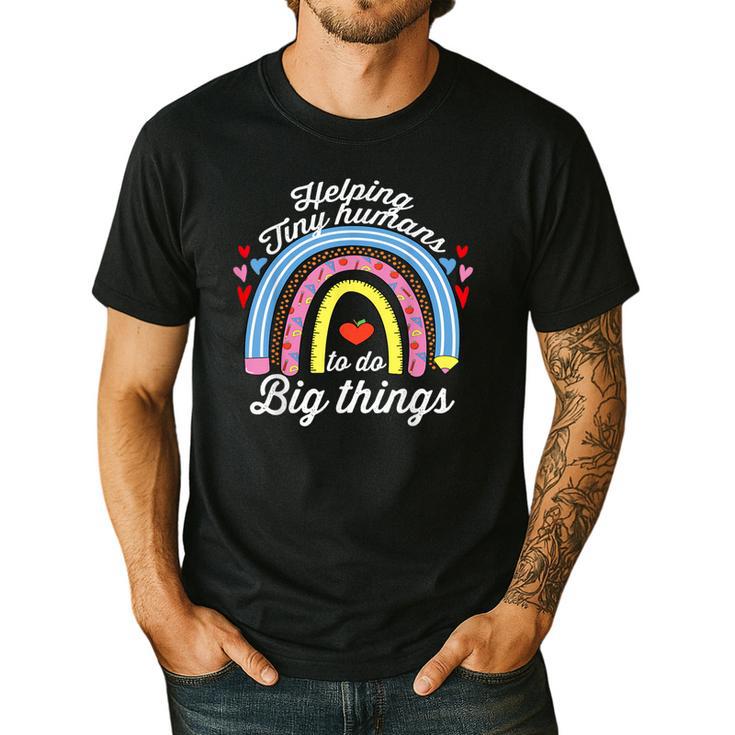 Helping Tiny Humans To Do Big Things Teacher Women Men's Casual T-Shirt