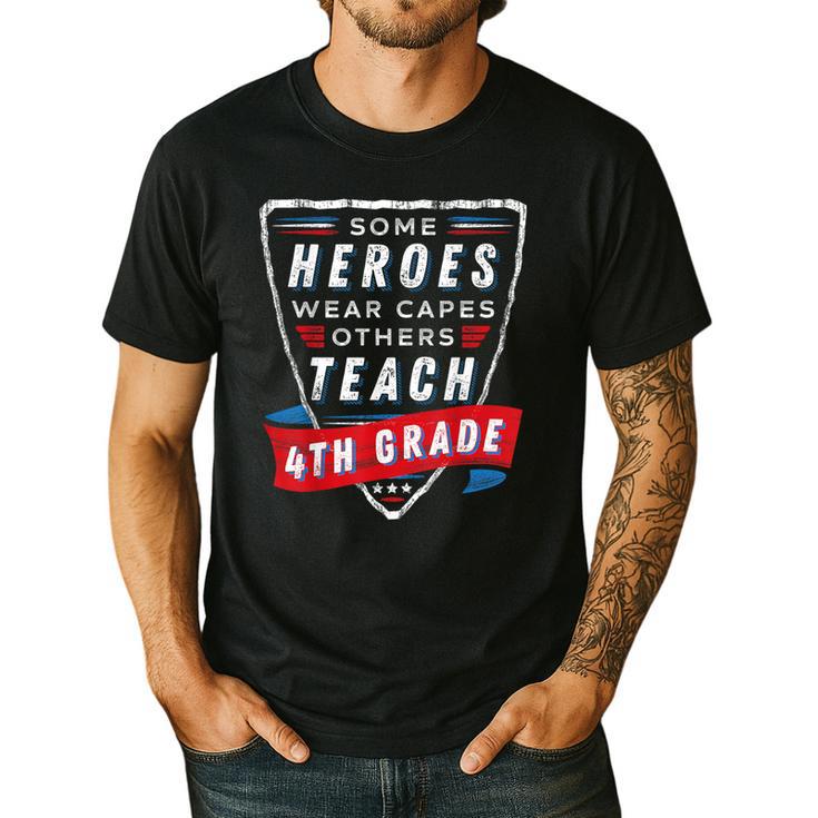 Some Heroes Wear Capes Others Teach 4th Grade Teacher Men Women Kids Men's Casual T-Shirt
