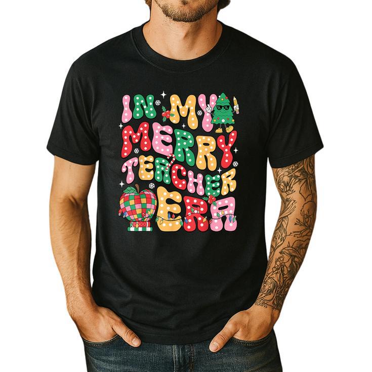 In My Holly Xmas Jolly Teacher Era Teacher Vibes Christmas Men's Casual T-Shirt