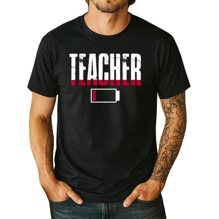 Humor Teacher Empty Battery Power Men Women Men's Casual T-Shirt