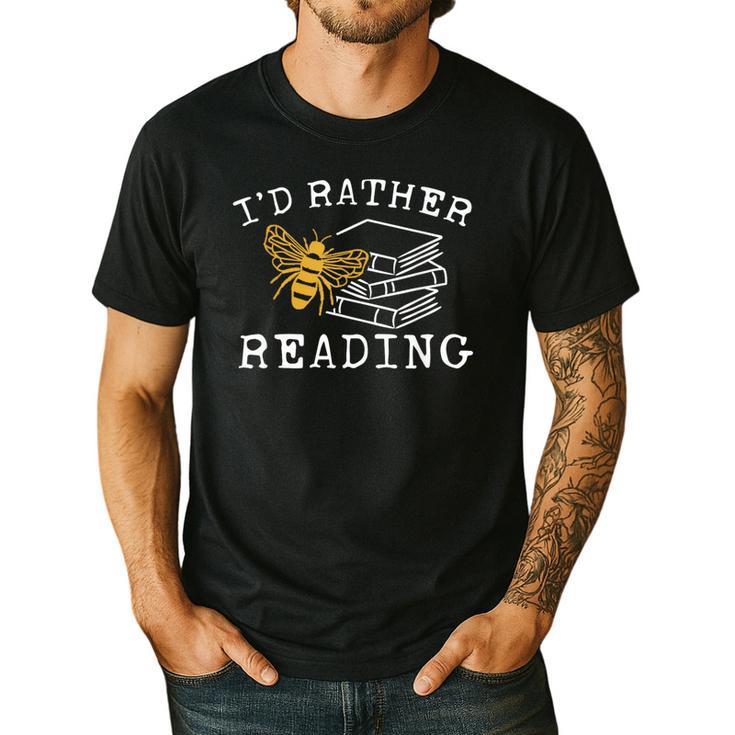 I'd Rather Bee Reading Teacher Librarian Book Lover Men's Casual T-Shirt
