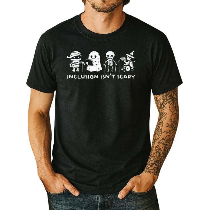 Inclusion Isn't Scary SLP Halloween Ghost Mummy Sped Teacher Men's Casual T-Shirt