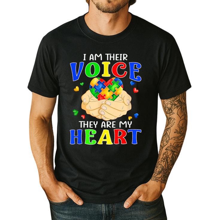 I Am Their Voice They Are My Heart Autism Awareness Teacher Men's Casual T-Shirt
