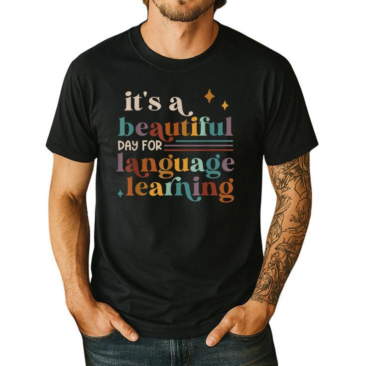 It's A Beautiful Day For Language Learning ESL Teacher ESOL Men's Casual T-Shirt