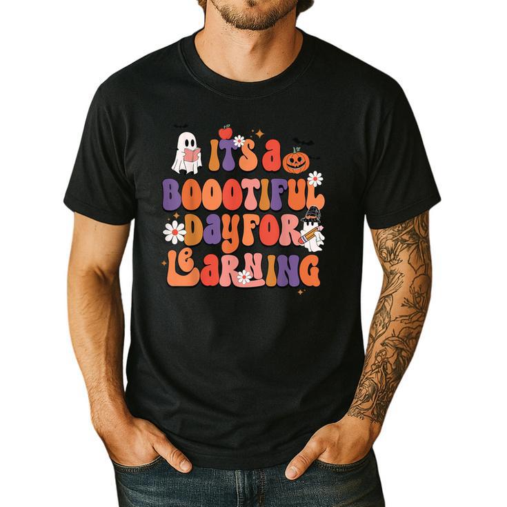 It's A Bootiful Day For Learning Cute Teacher Halloween Men's Casual T-Shirt