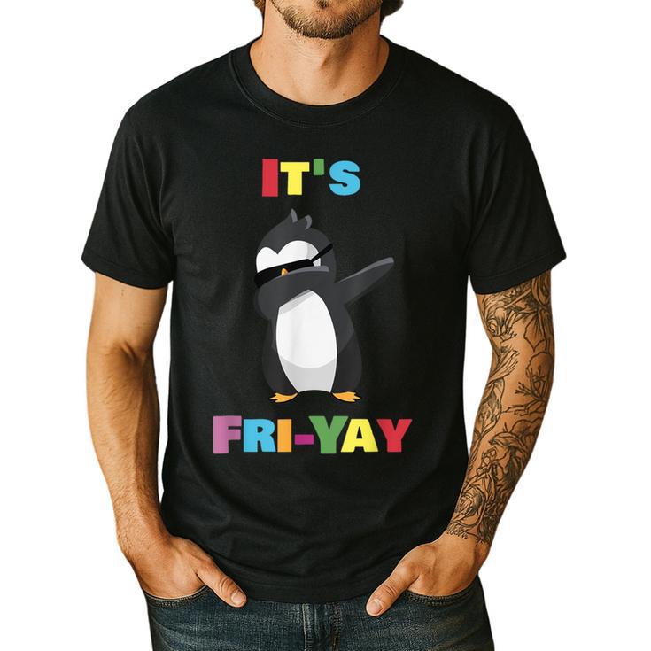 It's Fri-Yay Dabbing Penguin Friday Weekend Teacher Student Men's Casual T-Shirt