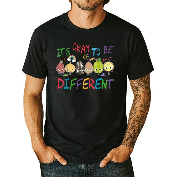 It's Ok To Be Different Apple Teacher Autism Awareness Men's Casual T-Shirt