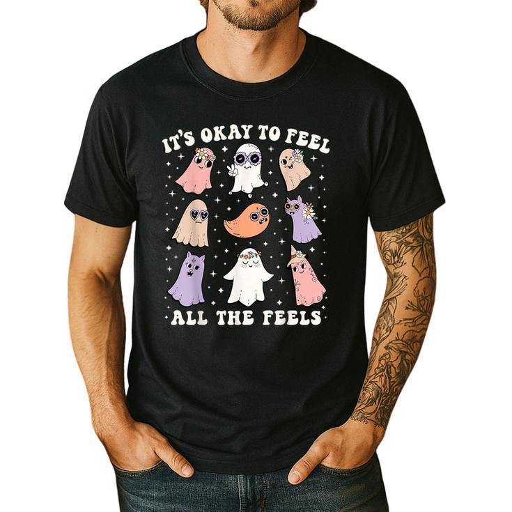 It’s Okay To Feel All The Feels Special Ed Teacher Halloween Men's Casual T-Shirt