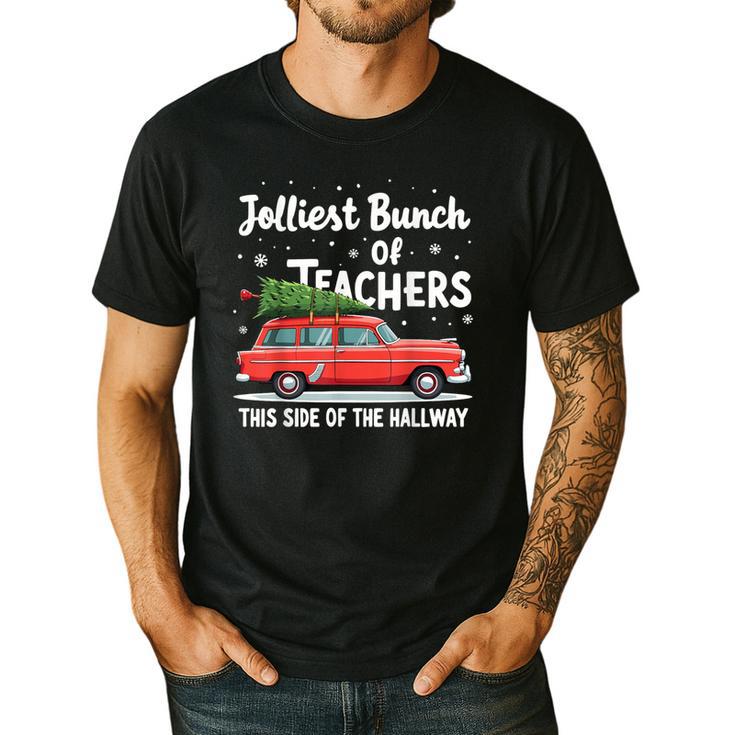 Jolliest Bunch Of Teachers This Side Of The Hallway Xmas PJ Men's Casual T-Shirt