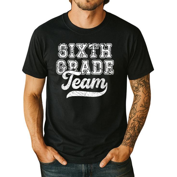 Kids Teacher Sixth Grade Retro Back To School Team 6th Grade Men's Casual T-Shirt
