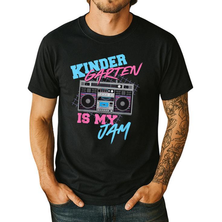 Kindergarten Is My Jam Vintage 80s Boombox Teacher Student Men's Casual T-Shirt