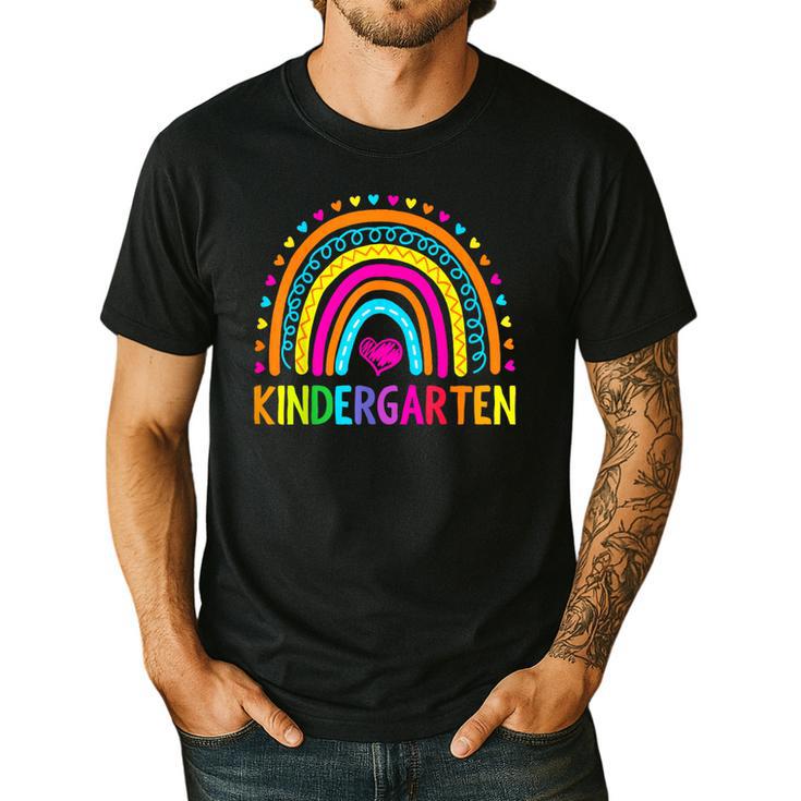 Kindergarten Rainbow Girls Boys Teacher First Day Of School Men's Casual T-Shirt