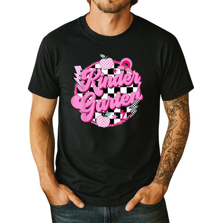 Kindergarten Teacher Women Checkered First Day Of School Men's Casual T-Shirt