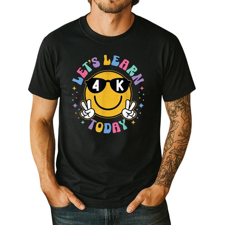 Lets Learn Today Shirt Smile Face 4K Teacher Back To School Men's Casual T-Shirt