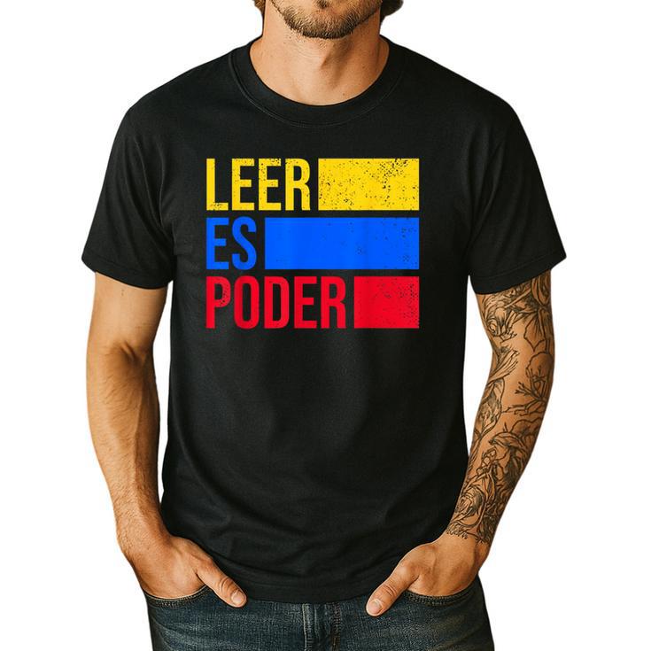 Leer Es Poder Colombian Spanish Teacher Maestra Colombia Men's Casual T-Shirt