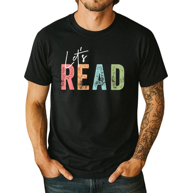 Let's Read Book Nerd Reading Book Lover Librarian Teacher Men's Casual T-Shirt