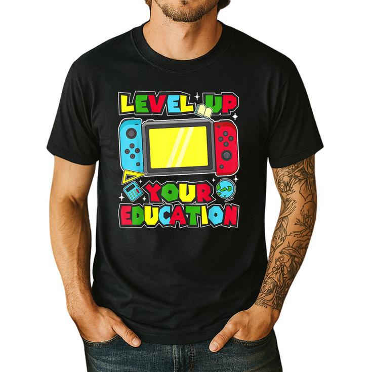 Level Up Your Education Gaming Inspired Teacher Gamers Men's Casual T-Shirt