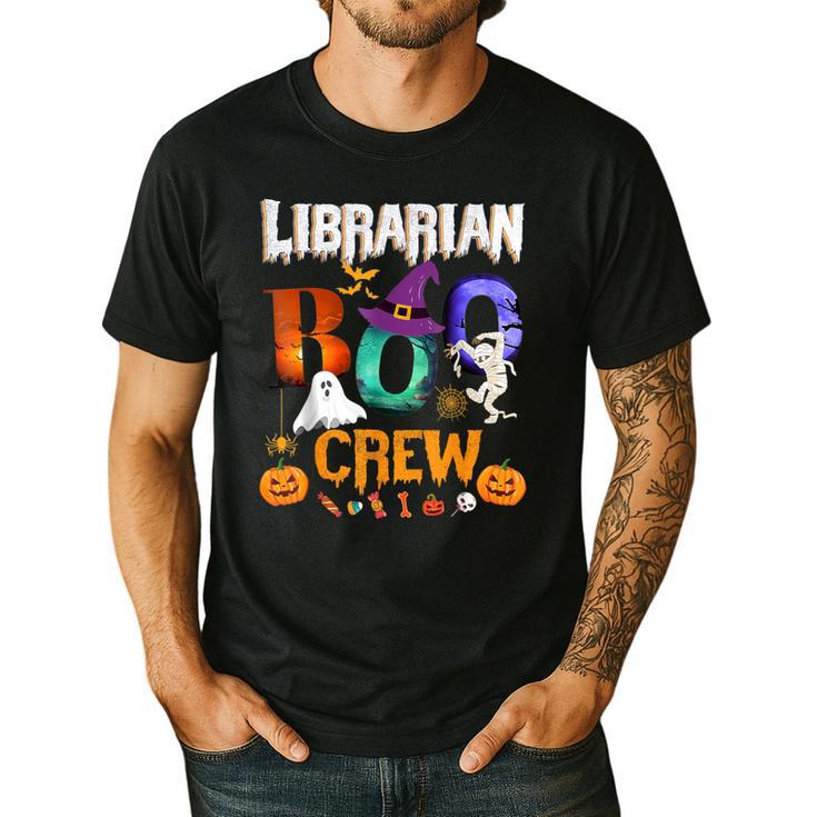 Librarian Boo Crew Teacher Student Halloween Costume Men's Casual T-Shirt