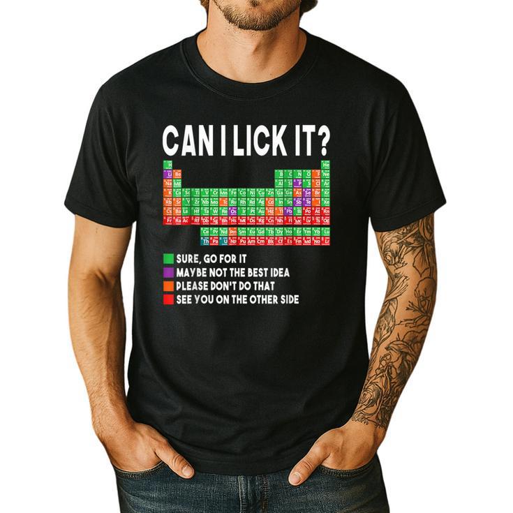 Can I Lick It Periodic Table Science Teacher Boy And Girls Men's Casual T-Shirt