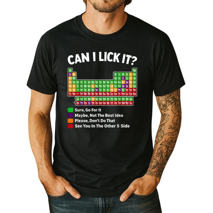 Can I Lick It Periodic Table Shirt Science Chemistry Teacher Men's Casual T-Shirt