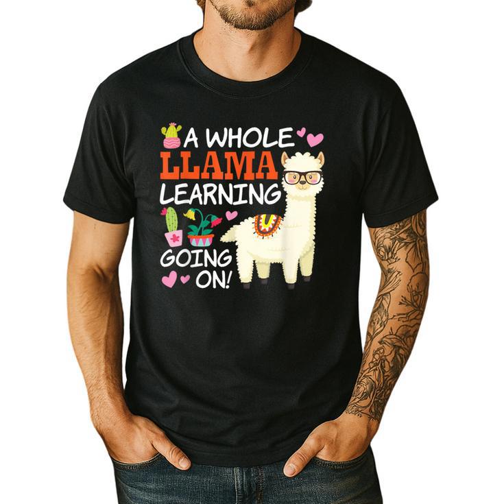 Llama Learning T Shirt Teachers Students Alpaca Lovers Men's Casual T-Shirt