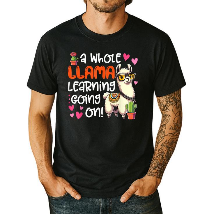 Llama Learning Teachers Students Alpaca Lover Back To School Men's Casual T-Shirt