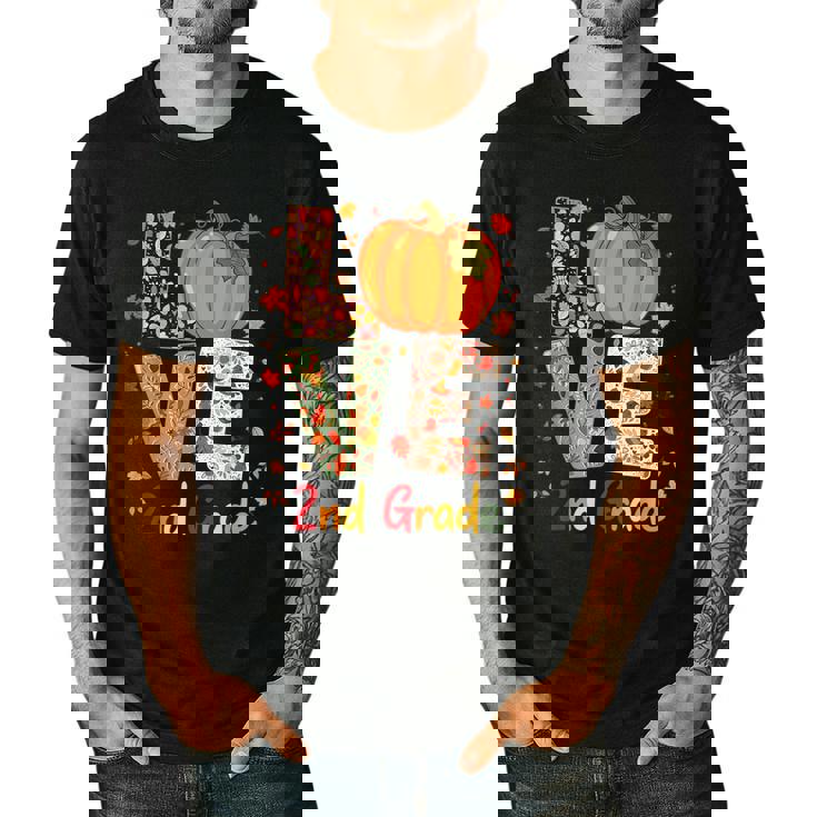 Love 2nd Grade Happy Fall Thanksgiving For 2nd Teacher For Men Women Girls Kids Men&#x27;s Casual T-Shirt