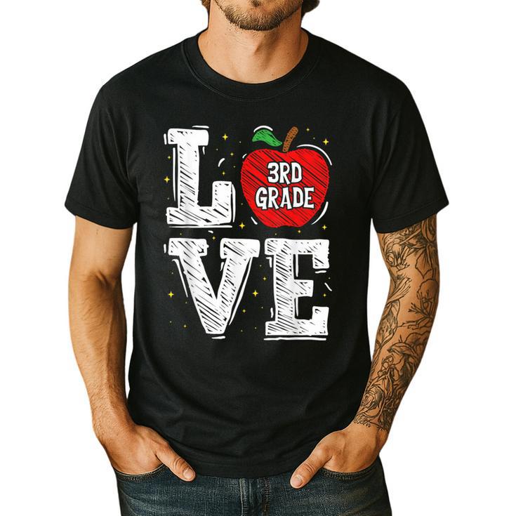 LOVE Apple 3rd Grade Teacher Student School Men's Casual T-Shirt