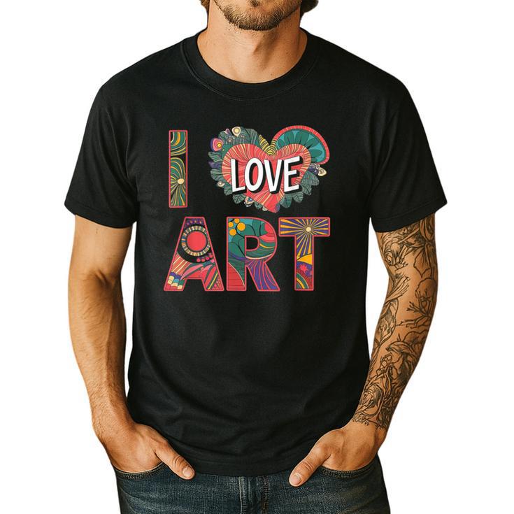 I Love Art Artist Painter Colorful Painting Art Teacher Men's Casual T-Shirt