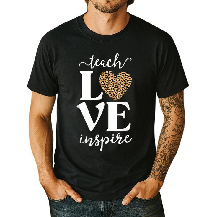 Love Leopard Print Teacher Cheetah School Inspire Teach Men's Casual T-Shirt