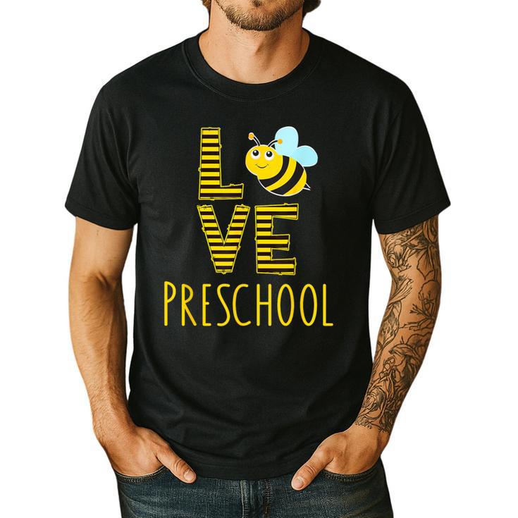 Love Preschool Back To School Yellow Bee Preschool Teacher For Men Women Girls Kids Men's Casual T-Shirt