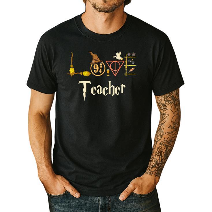 Love Teacher Wizards Back To School Halloween Men's Casual T-Shirt