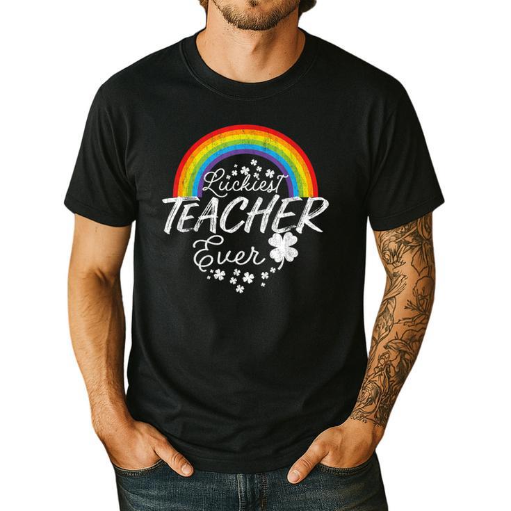 Luckiest Teacher Ever Rainbow- St Patricks Day Teacher Men's Casual T-Shirt