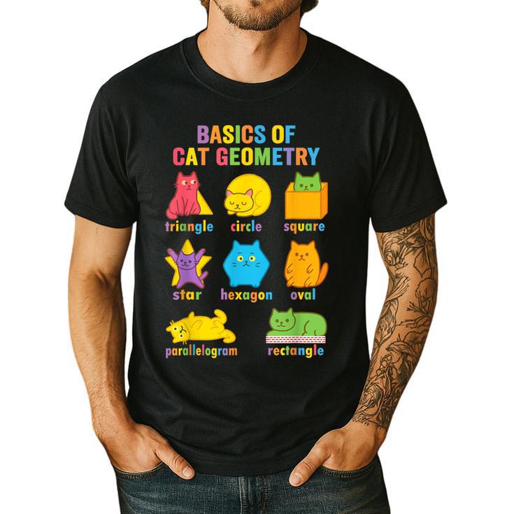 Math Cat Geometry Back To School Mathematics Teacher Men's Casual T-Shirt