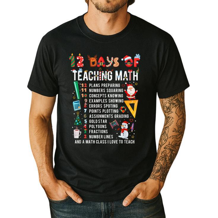 Math Teacher Christmas 12 Days Of Teaching Math Christmas Men's Casual T-Shirt