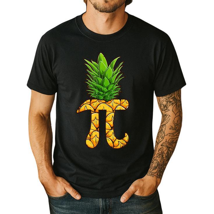 Math Teacher Hawaiian Shirts Pineapple Pi Day Symbol Men's Casual T-Shirt