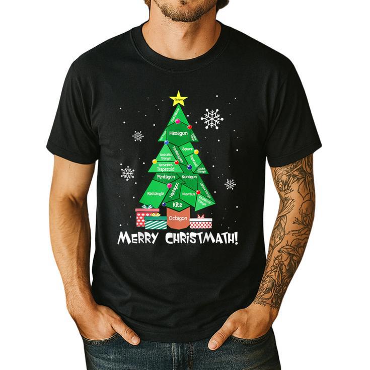 Math Teacher Polygon Christmas Tree Geometry Merry Christmas Men's Casual T-Shirt