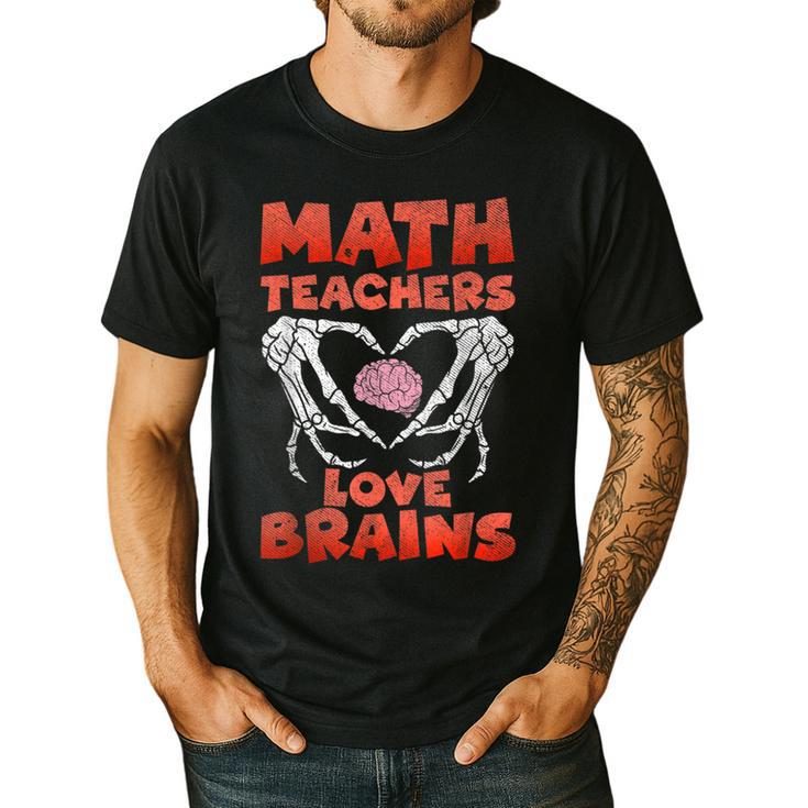 Math Teachers Love Brains Scary Halloween Men Women Men's Casual T-Shirt