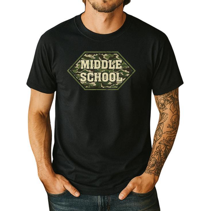 Middle School Camo Retro Back To School Teachers Men's Casual T-Shirt