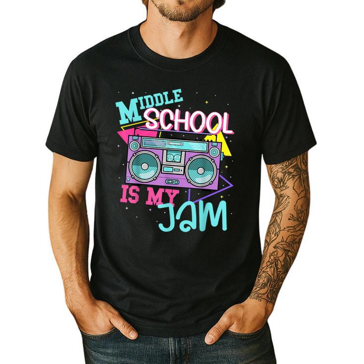 Middle School Is My Jam Cute Teacher Shirt 80's 90's Styl Men's Casual T-Shirt