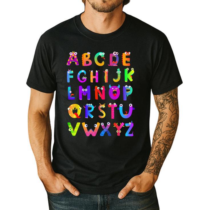Monster ABC Cute Alphabet Halloween Teacher Costume Kids Men's Casual T-Shirt