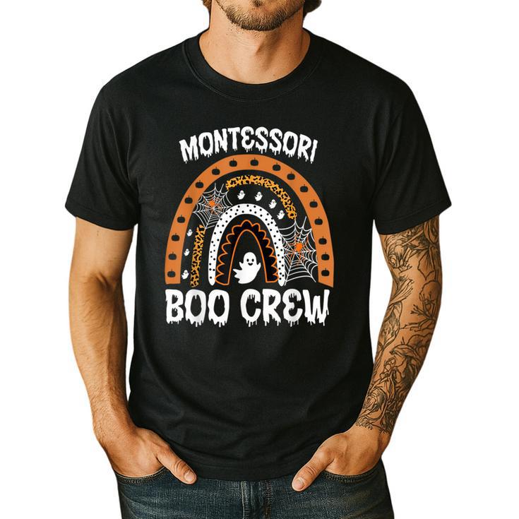 Montessori Teacher Halloween Boo Rainbow Leopard Halloween Men's Casual T-Shirt