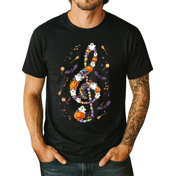 Music Note Symbol Halloween For Music Teacher Musicians Men's Casual T-Shirt