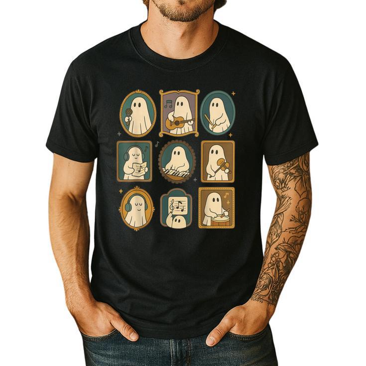 Music Teacher Orchestra Spooky Halloween Ghost Band Men's Casual T-Shirt