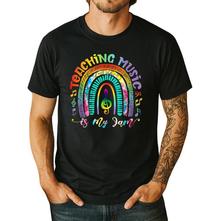 Musical Teacher Teaching Music Is My Jam Rainbow Tie Dye Men's Casual T-Shirt