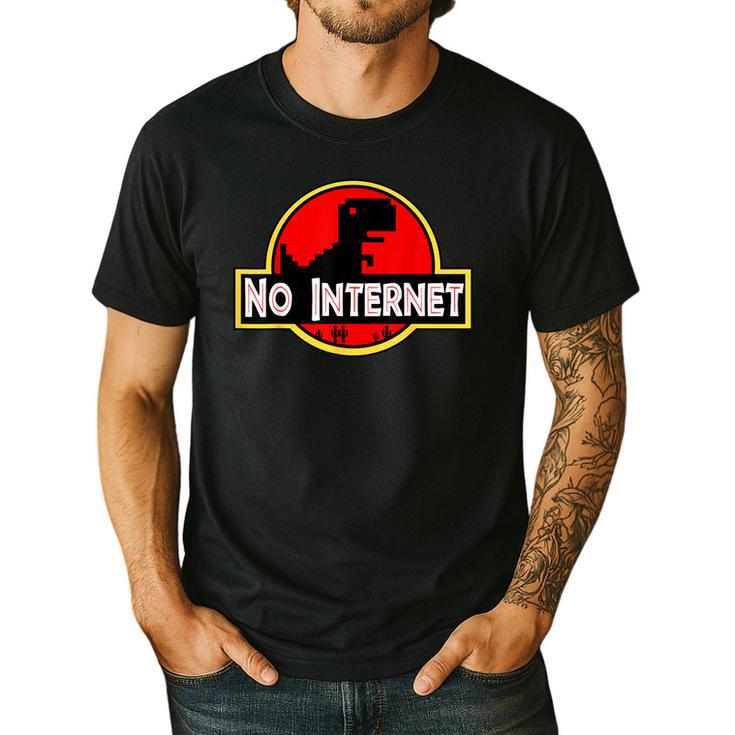 Nerdy No Internet Dinosaur Computer Science Teacher Men's Casual T-Shirt