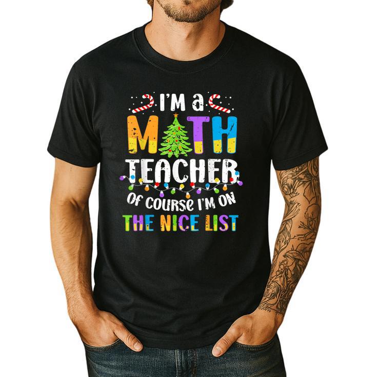 On The Nice List Christmas Math Teacher Women Men Men's Casual T-Shirt On The Nice List Christmas Math Teacher Women Men Men's Casual T-Shirt